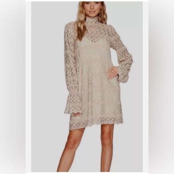 FREE PEOPLE SIMONE MINI DRESS In Neutral COMBO XS - Picture 10 of 14